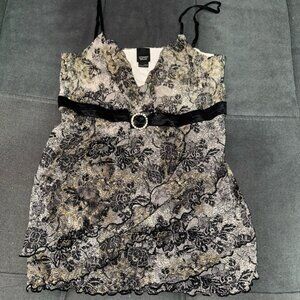 Vintage Esprit Lace Lingerie Camisole Rhinestone Detail Top